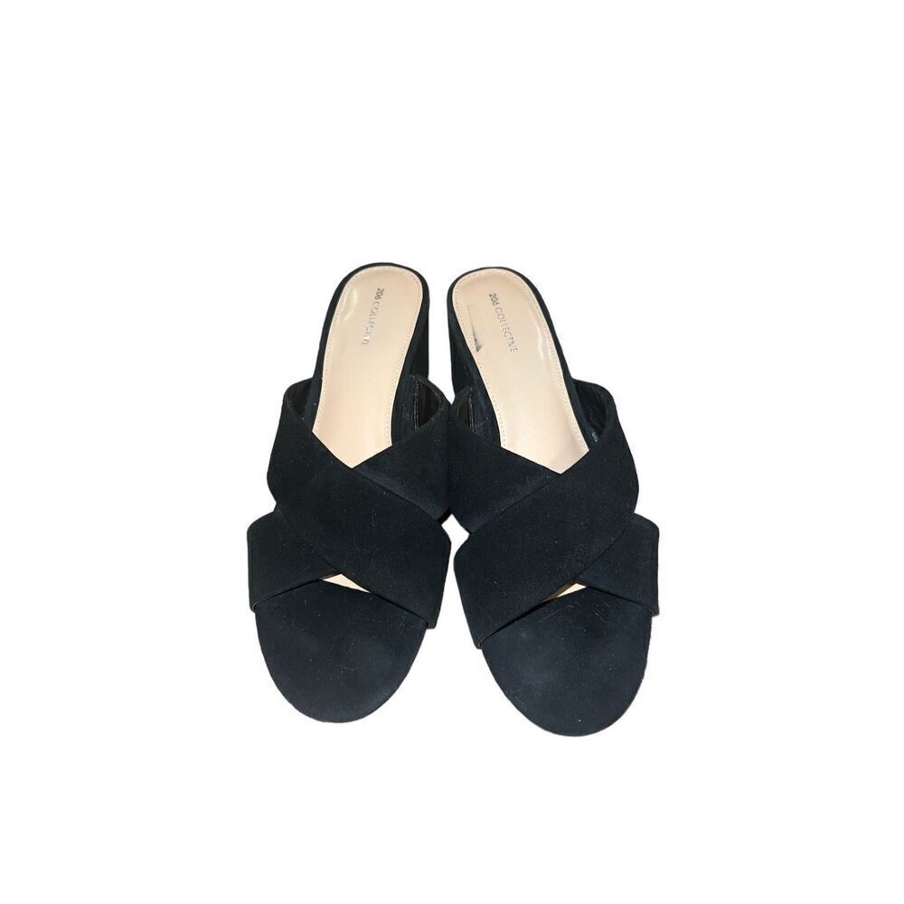 ✨206 Collective Womens Naomi Cross Band Black Heeled Sandals Sz 8 Shoes✨
